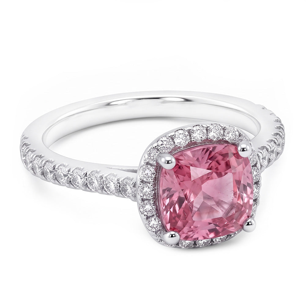 White Gold 14K 3.01 Carats Cushion Pink Gemstone Wedding Ring Jewellery