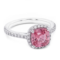 White Gold 14K 3.01 Carats Cushion Pink Gemstone Wedding Ring Jewellery