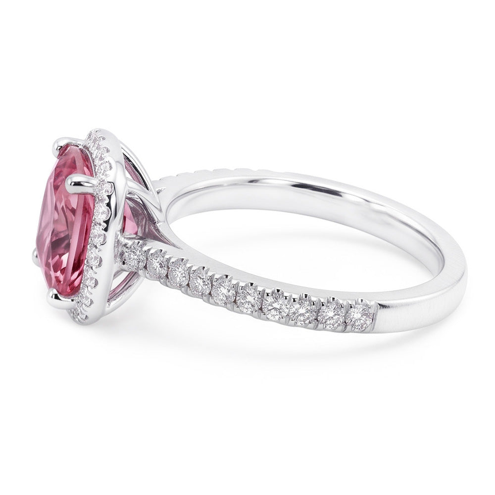 White Gold 14K 3.01 Carats Cushion Pink Gemstone Wedding Ring Jewellery