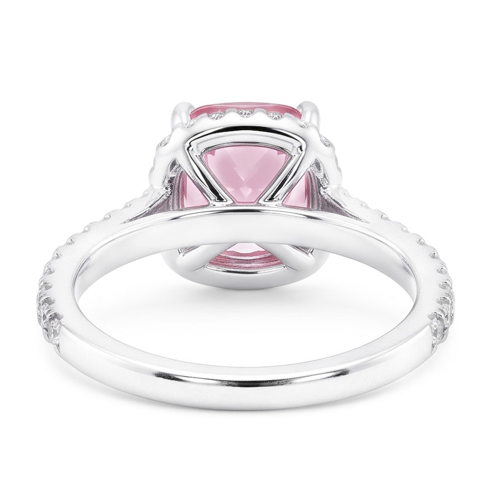White Gold 14K 3.01 Carats Cushion Pink Gemstone Wedding Ring Jewellery