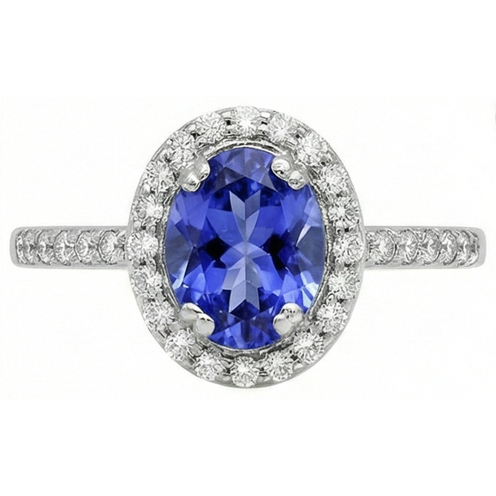 White Gold 14K 3.10 Carats Tanzanite And Natural Earth Mined Diamonds Wedding Ring New
