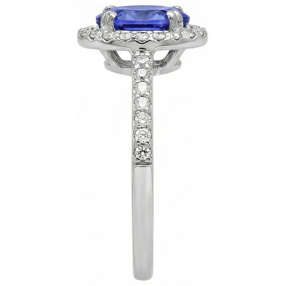 White Gold 14K 3.10 Carats Tanzanite And Natural Earth Mined Diamonds Wedding Ring New