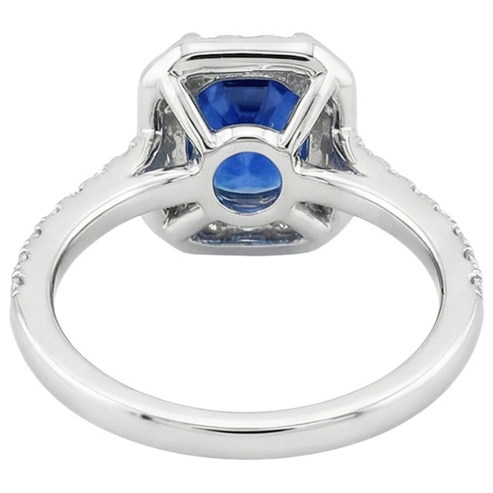 White Gold 14K 3.40 Ct Ceylon Blue Sapphire And Natural Earth Mined DIAMOND ( NOT LAB GROWN )s Ring