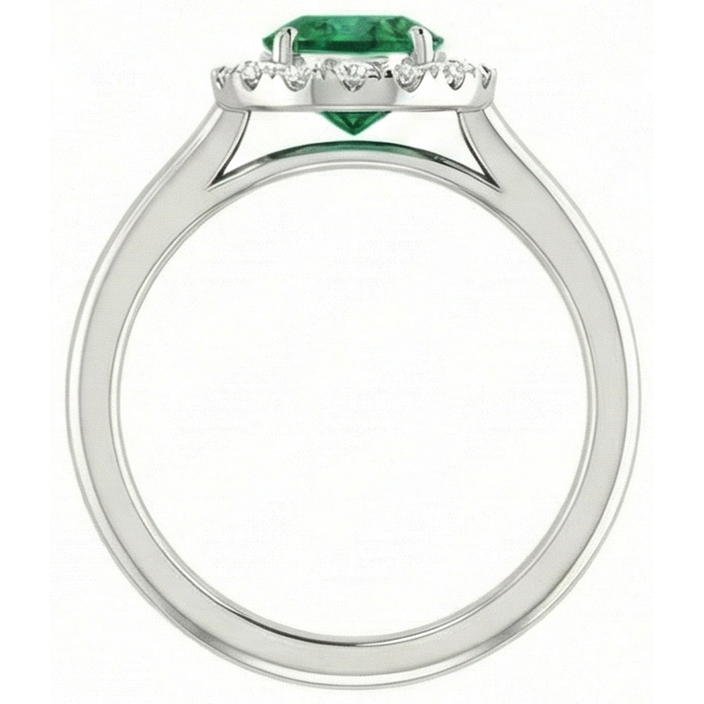 White Gold 14K 3.70 Ct Green Emerald With White Natural Earth Mined DIAMOND ( NOT LAB GROWN )s Ring New