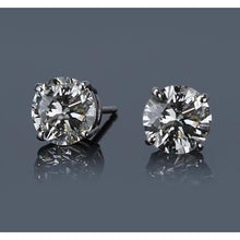 White Gold 14K 3 Carats Four Prong Round Real Natural Earth Mined Diamond Stud Earring F Vs1