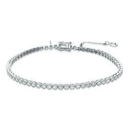 White Gold 14K 3.20 Carats Bezel Set Round Natural Diamonds Tennis Bracelet