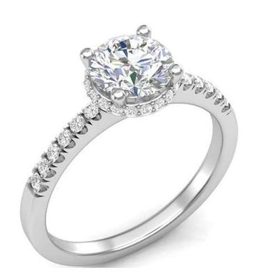 White Gold 14K 3.30 Carats Round Genuine Diamonds Anniversary Ring