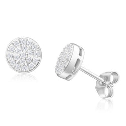 White Gold 14K 3.40 Carats Round Genuine Diamond Women Stud Halo Earring New