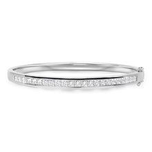 White Gold 14K 3.45 Carats Princess Cut Real Diamond Bangle Lady