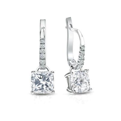 White Gold 14K 3.50 Carats Genuine Diamonds Dangle Earrings New