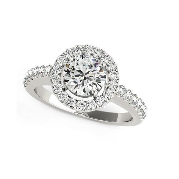 White Gold 14K 3.50 Carats Real Diamond Halo Ring