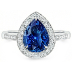 Natural Sapphire Ring 3.00ct - White Gold 14K