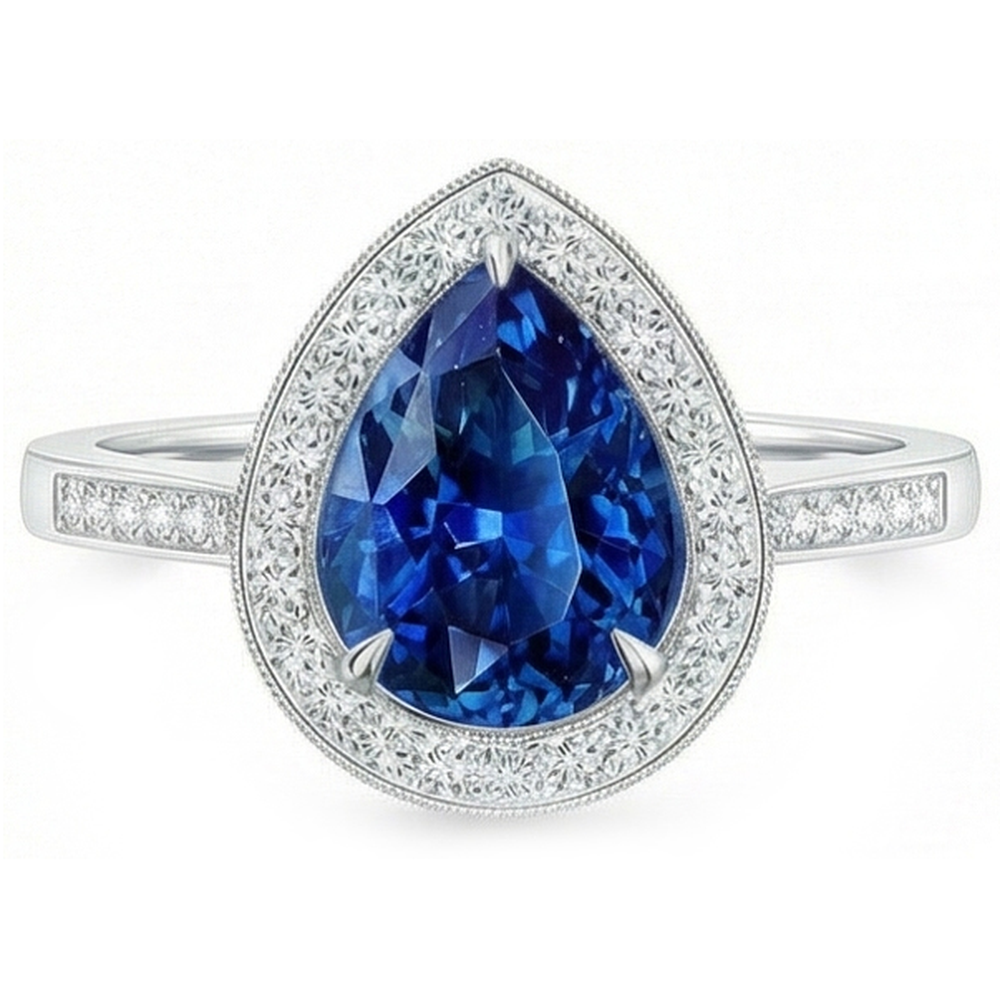 natural round sapphire 3.00ct ring side angle