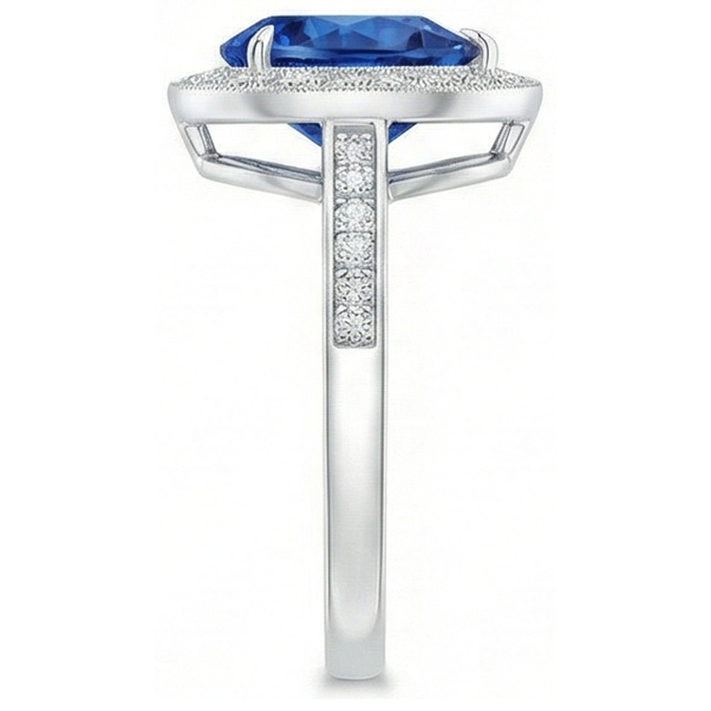 natural round sapphire 3.00ct ring profile view
