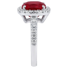 White Gold 14K 4 Carats Cushion Ruby And Round Cut Natural Earth Mined Diamonds Ring