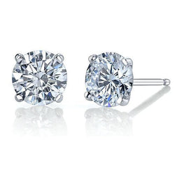 White Gold 14K 4.00 Carats Real Diamonds Studs Earrings New