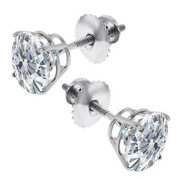 White Gold 14K 4.50 Carats Sparkling Genuine Diamonds Women Studs Earrings