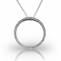 White Gold 14K 4.50 Ct Brilliant Cut Real Diamonds Circle Pendant Necklace
