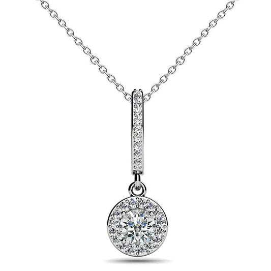 White Gold 14K 5Ct Round Real Brilliant Cut Diamonds Pendant Necklace