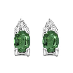 White Gold 14K 5.60 Carats Green Emerald And Diamonds Studs Earrings New