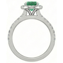 White Gold 14K 6.60 Carats Halo Green Emerald With Small Natural Earth Mined Diamonds Ring