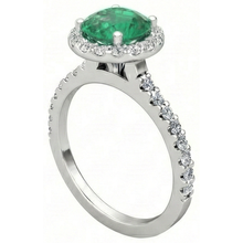 White Gold 14K 6.60 Carats Halo Green Emerald With Small Natural Earth Mined Diamonds Ring