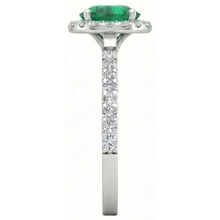 White Gold 14K 6.60 Carats Halo Green Emerald With Small Natural Earth Mined Diamonds Ring