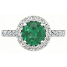 White Gold 14K 6.60 Carats Halo Green Emerald With Small Natural Earth Mined Diamonds Ring