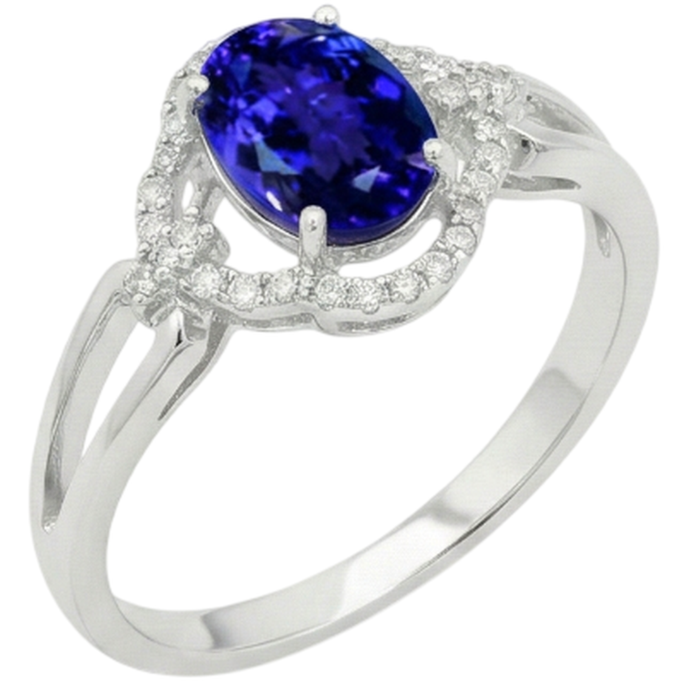 White Gold 14K 6.70 Carats Tanzanite With Natural Earth Mined DIAMOND ( NOT LAB GROWN )s Ring