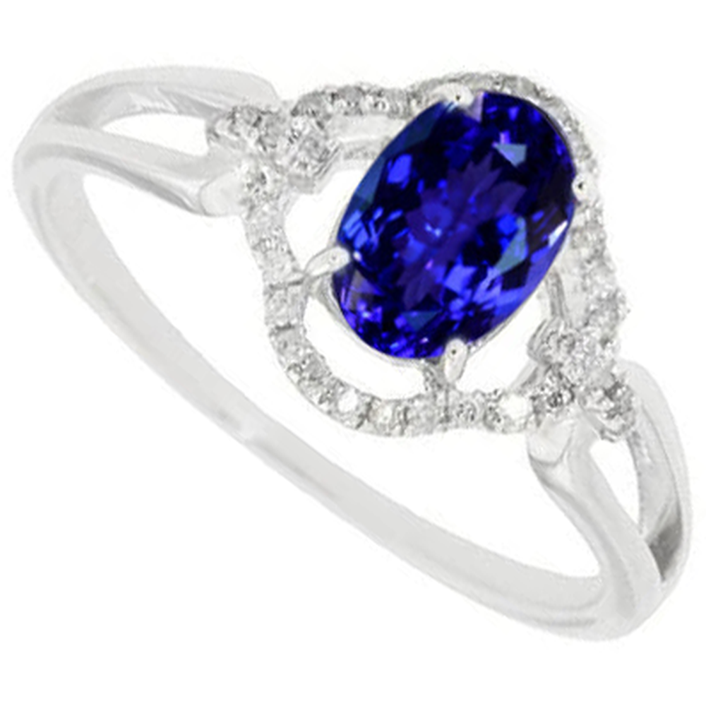 White Gold 14K 6.70 Carats Tanzanite With Natural Earth Mined DIAMOND ( NOT LAB GROWN )s Ring