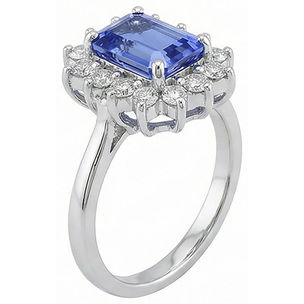 White Gold 14K 7 Ct Tanzanite And Natural Earth Mined Diamonds Ring New