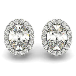 White Gold 14K 7.10 Carats Round Brilliant Cut Real Diamonds Stud Earrings