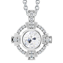 White Gold 14K Bezel Diamond Real Pendant Slide Round Cut Old Cut 4 Carats