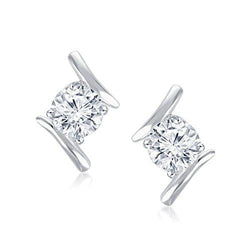 White Gold 14K Bezel Set 1.90 Ct Round Cut Natural Diamonds Studs Earrings New