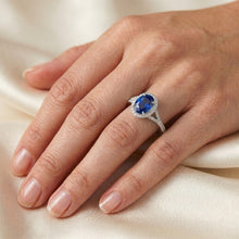 White Gold 14K Blue Sapphire Oval Natural Earth Mined DIAMOND ( NOT LAB GROWN ) Ring 2.50 Carats Jewellery