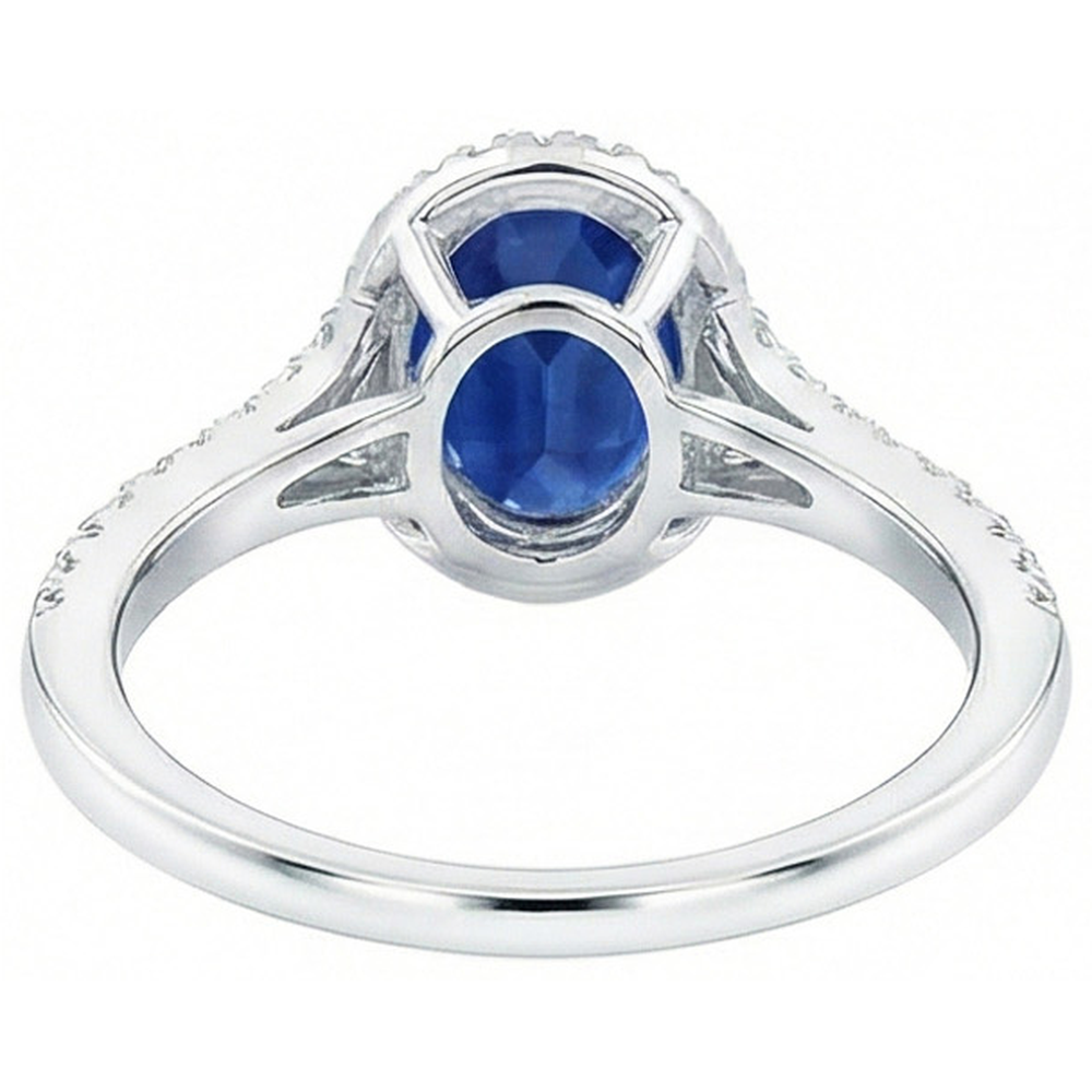 White Gold 14K Blue Sapphire Oval Natural Earth Mined DIAMOND ( NOT LAB GROWN ) Ring 2.50 Carats Jewellery