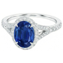 White Gold 14K Blue Sapphire Oval Natural Earth Mined DIAMOND ( NOT LAB GROWN ) Ring 2.50 Carats Jewellery