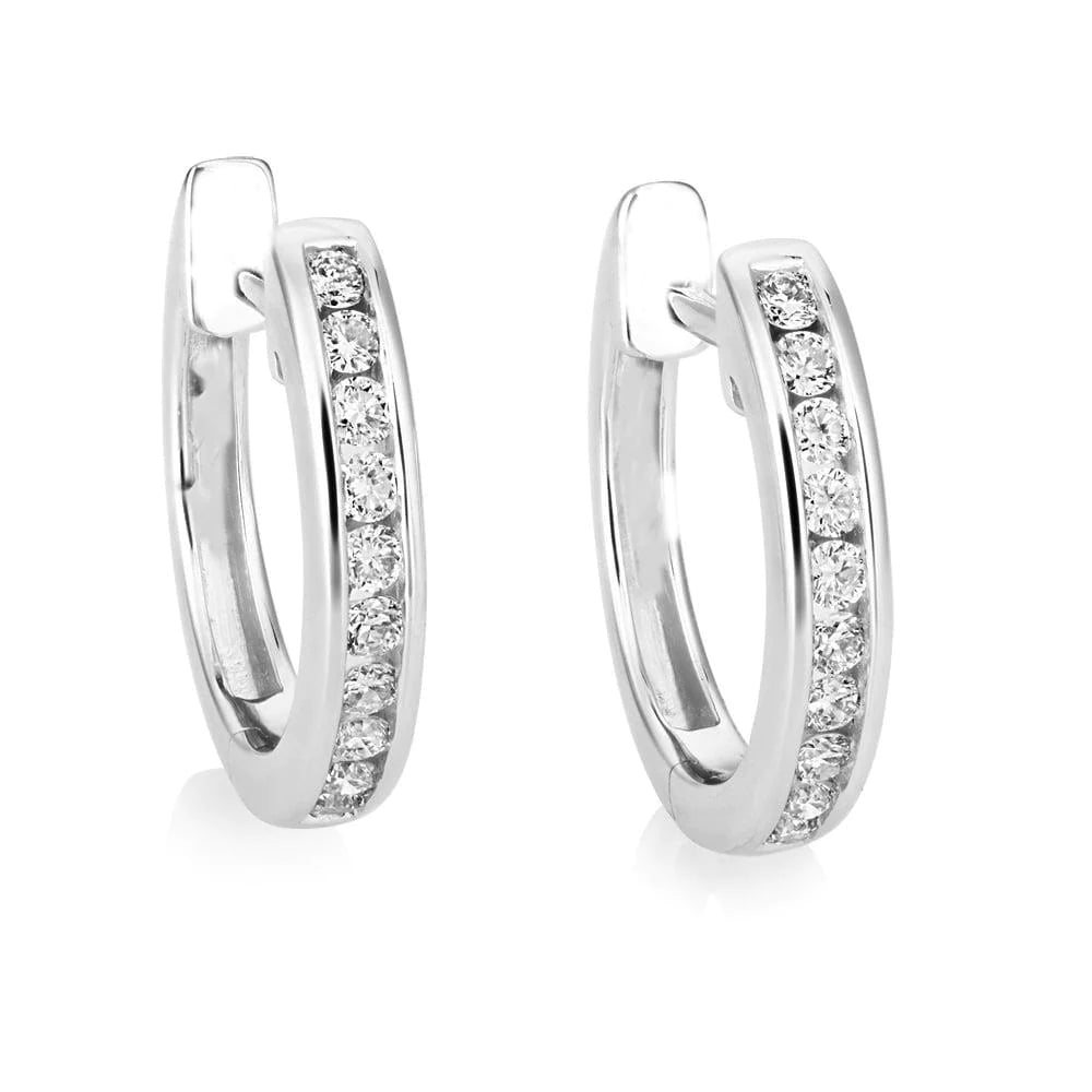 White Gold 14K Brilliant Cut 2.80 Carats Real Diamonds Hoop Earrings New