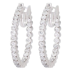 White Gold 14K Brilliant Cut 5.60 Carats Real Diamonds Women Hoop Earrings