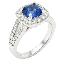 White Gold 14K Ceylon Sapphire And Natural Earth Mined Diamonds 3.60 Ct Anniversary Ring