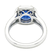 White Gold 14K Ceylon Sapphire And Natural Earth Mined Diamonds 3.60 Ct Anniversary Ring