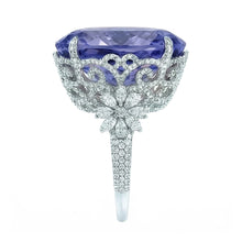 White Gold 14K Cushion Ceylon Sapphire Natural Earth Mined Diamond 6 Carats Ring