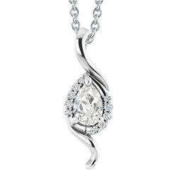 White Gold 14K Natural Earth Mined Diamond Pendant Pear Cut Old Miner 2.50 Carats