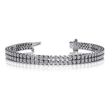 White Gold 14K Double Row Round Cut 6 Carats Natural Diamonds Bracelet