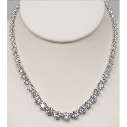 White Gold 14K F Vvs1 Round Cut 18 Carats Diamonds Lady Necklace