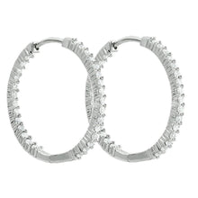White Gold 14K F Vvs1 Round Cut Real 2.90 Ct Diamonds Lady Hoop Earrings