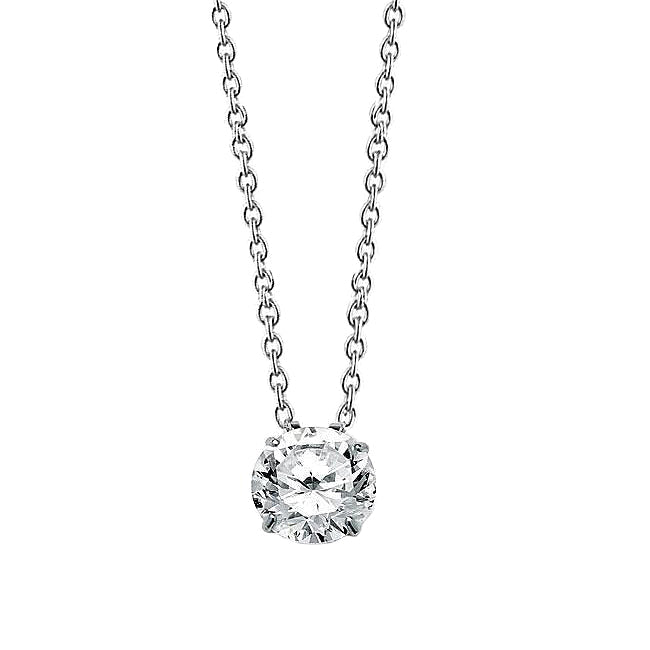 White Gold 14K Genuine Diamond Pendant Necklace 1.50 Carats Round Cut Jewelry
