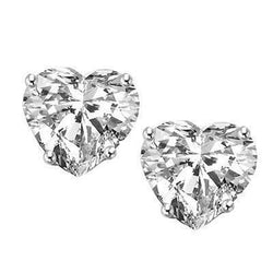 White Gold 14K Heart Cut Natural Diamond 3 Carats Stud Women Earrings