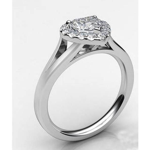 White Gold 14K Heart Cut With Round Halo Diamond Ring 5.90 Ct