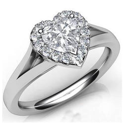 White Gold 14K Heart Cut With Round Halo Real Diamond Ring 5.90 Ct
